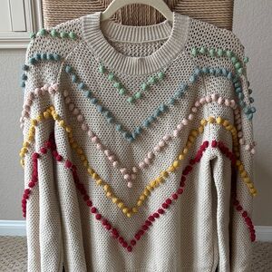 The Great Colorful Pom-Pom Women's Sweater